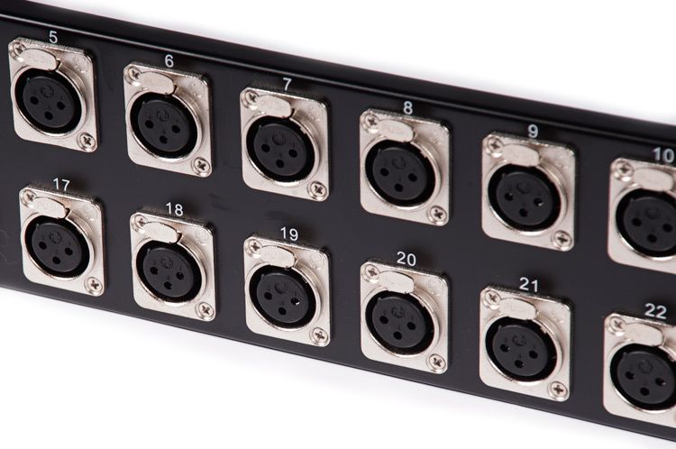 Pannello Rack 19" 1U Nero Con 12 Connettori XLR Femmina, Patch Panel Audio Per Mixer E Interfacce