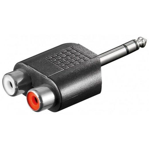 ADATTATORE CONNETTORE AUDIO SPINA JACK 6,3 MM STEREO + 2 PRESE RCA - 1