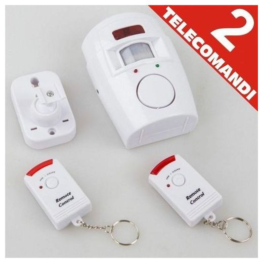Allarme sensore infrarossi 2 telecomandi 105dB Safe Alarm