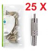 25 PZ. CONNETTORE A SALDARE RCA MASCHIO METALLO NICHEL ARGENTO