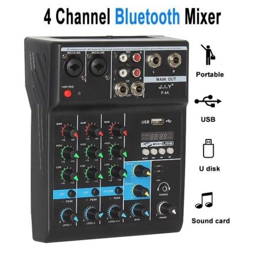 MIXER AUDIO USB DJ LIVE 4 CANALI BLUETOOTH DISPLAY EFFETTI X KARAOKE PIANOBAR