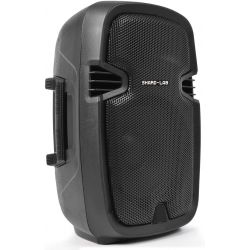 COPPIA CASSE AMPLIFICATE ATTIVE 600W 8" BLUETOOTH RADIO USB TROLLEY karaoke SHARD-LAB