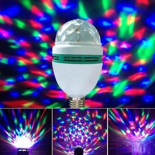 LAMPADA LAMPADINA RGB LED ROTANTE EFFETTO LUCI MULTICOLOR E27 DISCOTECA