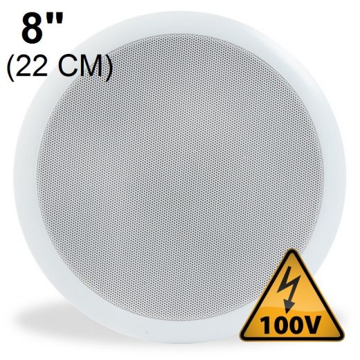 ALTOPARLANTE INCASSO 100V 8 Ohm BIANCO DIFFUSORE SOFFITTO PARETE 21 CM 8" 15W