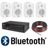 IMPIANTO AUDIO FILODIFFUSIONE PARETE X ESTERNO amplificatore BT+ 4 altoparlanti + cavo