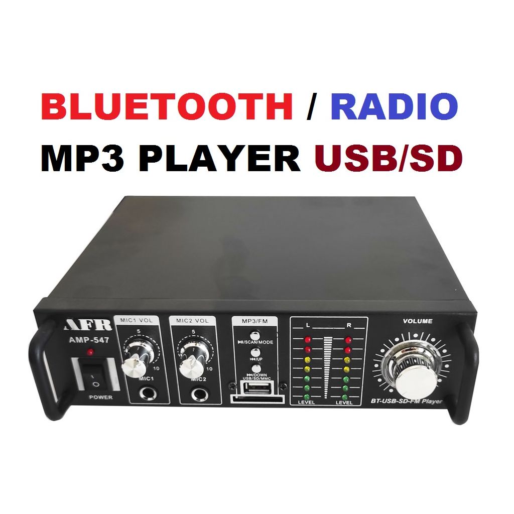 AMPLIFICATORE KARAOKE BLUETOOTH 200W STEREO 2 CANALI USB SD RADIO