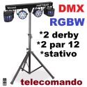 Set di effetti luci completo DMX | 2 par 12 led rgb + stativo + 2 derby - 1