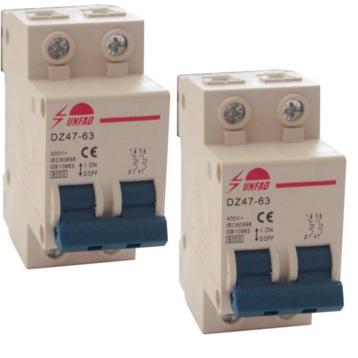 COPPIA (2 PEZZI) INTERRUTTORE MAGNETOTERMICO 2P 40A 2 DIN