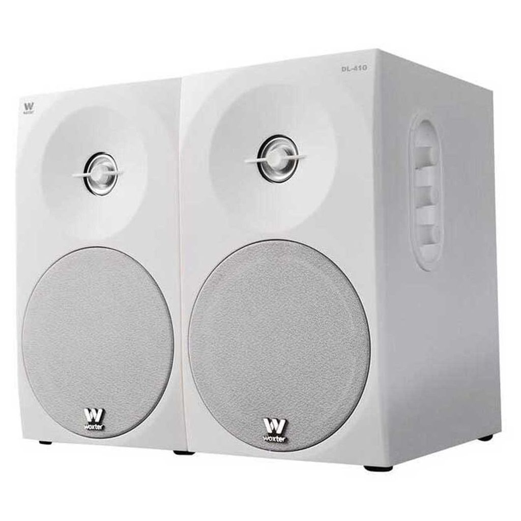 CASSE ACUSTICHE AMPLIFICATE MONITOR STUDIO BIANCHE 150W DIFFUSORI GAMING SCAFFALE