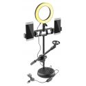 ANELLO LUMINOSO A LED USB TAVOLO SUPPORTO CELLULARE MICROFONO YOUTUBE SELFIE