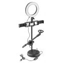 ANELLO LUMINOSO A LED USB TAVOLO SUPPORTO CELLULARE MICROFONO YOUTUBE SELFIE