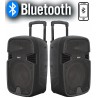 COPPIA CASSE ACUSTICHE AMPLIFICATE ATTIVE 900W 10" BLUETOOTH + 2 SATIVI 180 CM karaoke