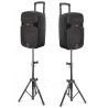 COPPIA CASSE ACUSTICHE AMPLIFICATE ATTIVE 900W 10" BLUETOOTH + 2 SATIVI 180 CM karaoke