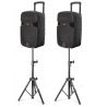 COPPIA CASSE ACUSTICHE AMPLIFICATE ATTIVE 900W 10" BLUETOOTH + 2 STATIVI 180 CM karaoke
