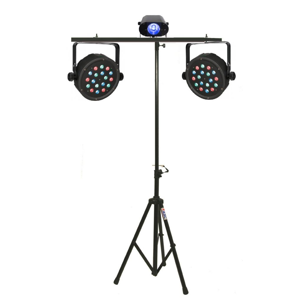 SET DI EFFETTI LUCE DJ COMPLETO: 2 PAR18 LED DMX + EFFETTO ACQUA + STATIVO LUCI SET DI EFFETTI LUCE DJ COMPLETO: 2 PAR18 LED DMX + EFFETTO ACQUA + STATIVO LUCI