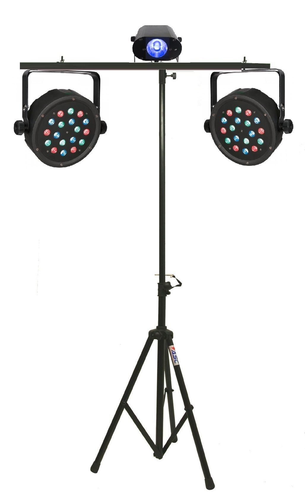 SET DI EFFETTI LUCE DJ COMPLETO: 2 PAR18 LED DMX + EFFETTO ACQUA + STATIVO  LUCI