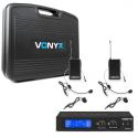 COPPIA MICROFONI WIRELESS VHF AD ARCHETTO + CRAVATTA HEADSET RECITE TEATRO CANTO