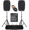 IMPIANTO AUDIO AMPLIFICATO COMPLETO 2 casse abs 800w 10" + 1 mixer + 2 stativi con borsa + 2 cavi ART. SET178024MIX - 1