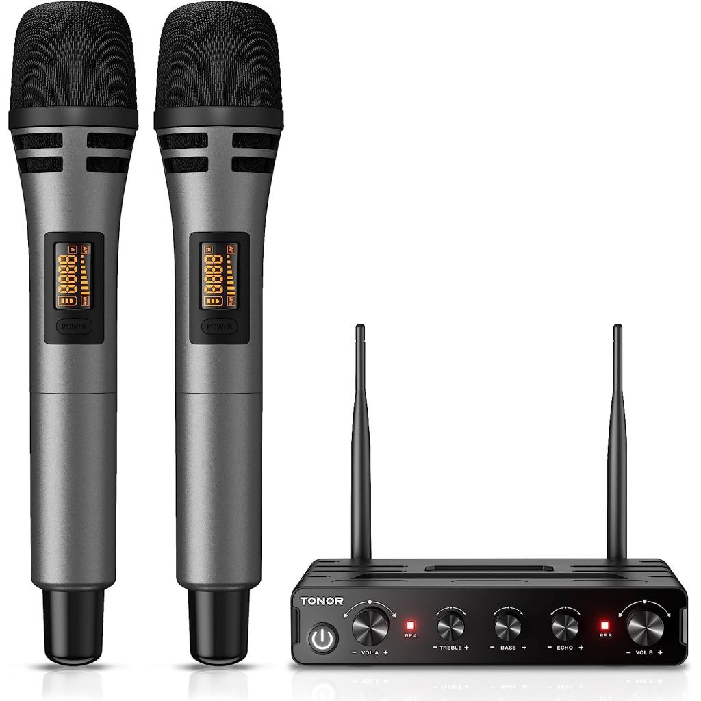 COPPIA MICROFONI WIRELESS PROFESSIONALI UHF PALMARI GELATI CON DISPLAY