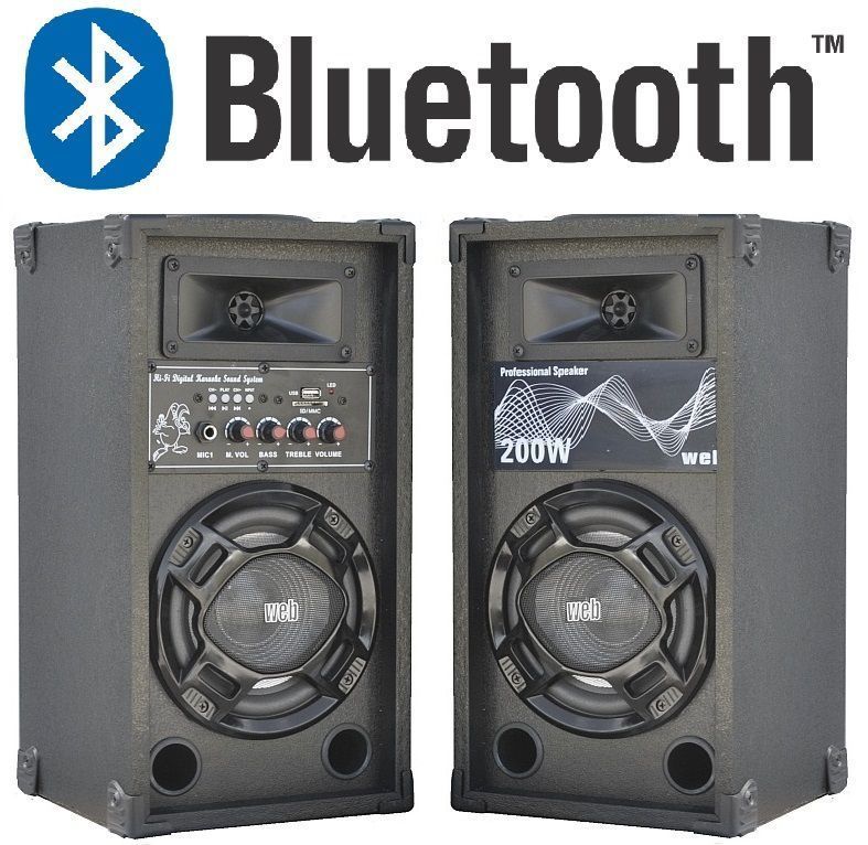SHARD-LAB: Coppia Casse Attive Da 400W Con Bluetooth, Radio FM, USB/SD, Ingresso Per 2 Microfoni