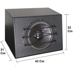 SUBWOOFER AUTO AMPLIFICATO 600W 10" SUB CAR IN MDF GRIGLIA + BASS REFLEX