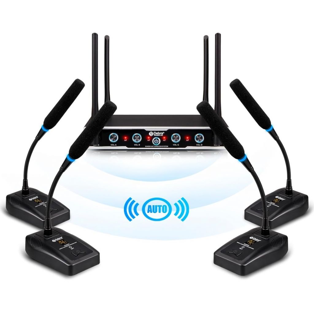4 MICROFONI WIRELESS TAVOLO UHF MEETING SALE CONFERENZE RIUNIONI 4 MICROFONI WIRELESS TAVOLO UHF MEETING SALE CONFERENZE RIUNIONI