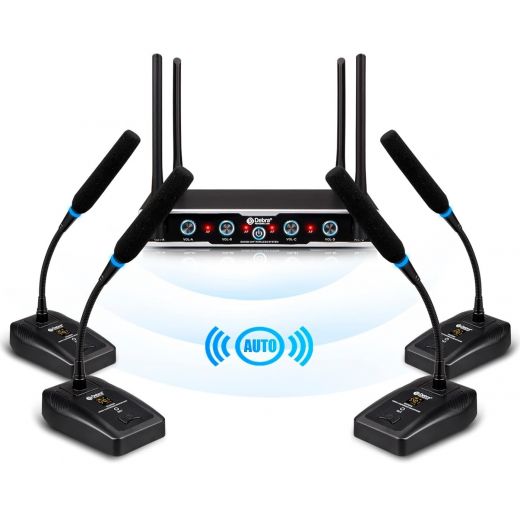 4 MICROFONI WIRELESS TAVOLO UHF MEETING SALE CONFERENZE RIUNIONI