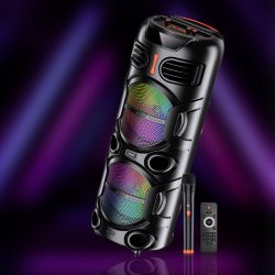 CASSA BLUETOOTH ALTOPARLANTE RICARICABILE 2 X 8" CON MICROFONO WIRELESS