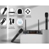COPPIA MICROFONI WIRELESS KARAOKE SENZA FILO BILANCIATI XLR VHF PALMARI GELATO