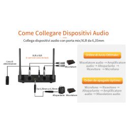 COPPIA MICROFONI WIRELESS KARAOKE SENZA FILO BILANCIATI XLR VHF PALMARI GELATO