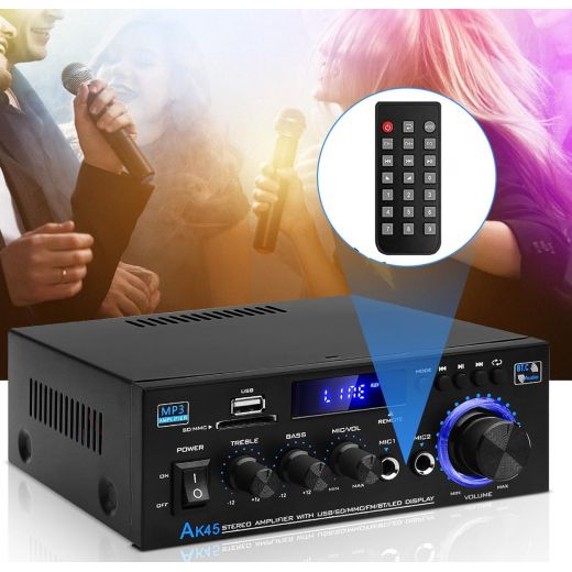 AMPLIFICATORE BLUETOOTH STEREO 2 CANALI CON USB/SD E FUNZIONI KARAOKE