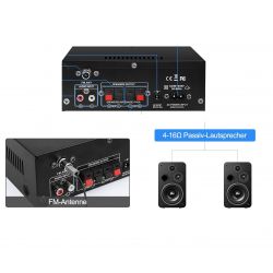AMPLIFICATORE BLUETOOTH STEREO 2 CANALI CON USB/SD E FUNZIONI KARAOKE