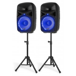 CASSE AMPLIFICATE 600W 10" DIFFUSORI KARAOKE BLUETOOTH + STATIVI + MIC - 7