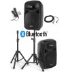 CASSE AMPLIFICATE 600W 10" DIFFUSORI KARAOKE BLUETOOTH + STATIVI + MIC - 1