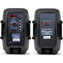 COPPIA CASSE AMPLIFICATE ATTIVE 600W 8" BLUETOOTH RADIO USB TROLLEY karaoke SHARD-LAB