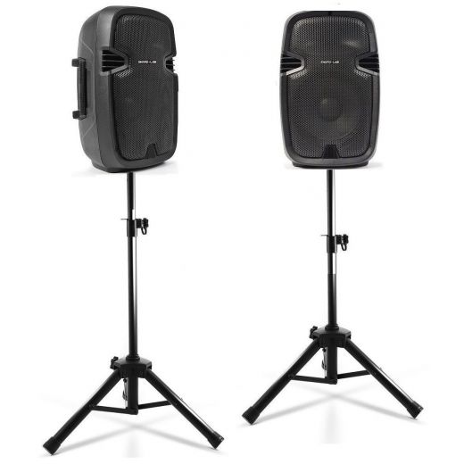 CASSE AMPLIFICATE ATTIVE 600W 8" + 2 STATIVI TREPPIEDI 180 CM