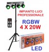 SET EFFETTI LUCE RGBW DJ PIANOBAR LIVE stativo + 4 effetti par led DMX - 1