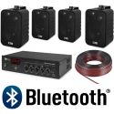 IMPIANTO AUDIO FILODIFFUSIONE PARETE NERE 100V amplificatore BT+ 4 altoparlanti + cavo