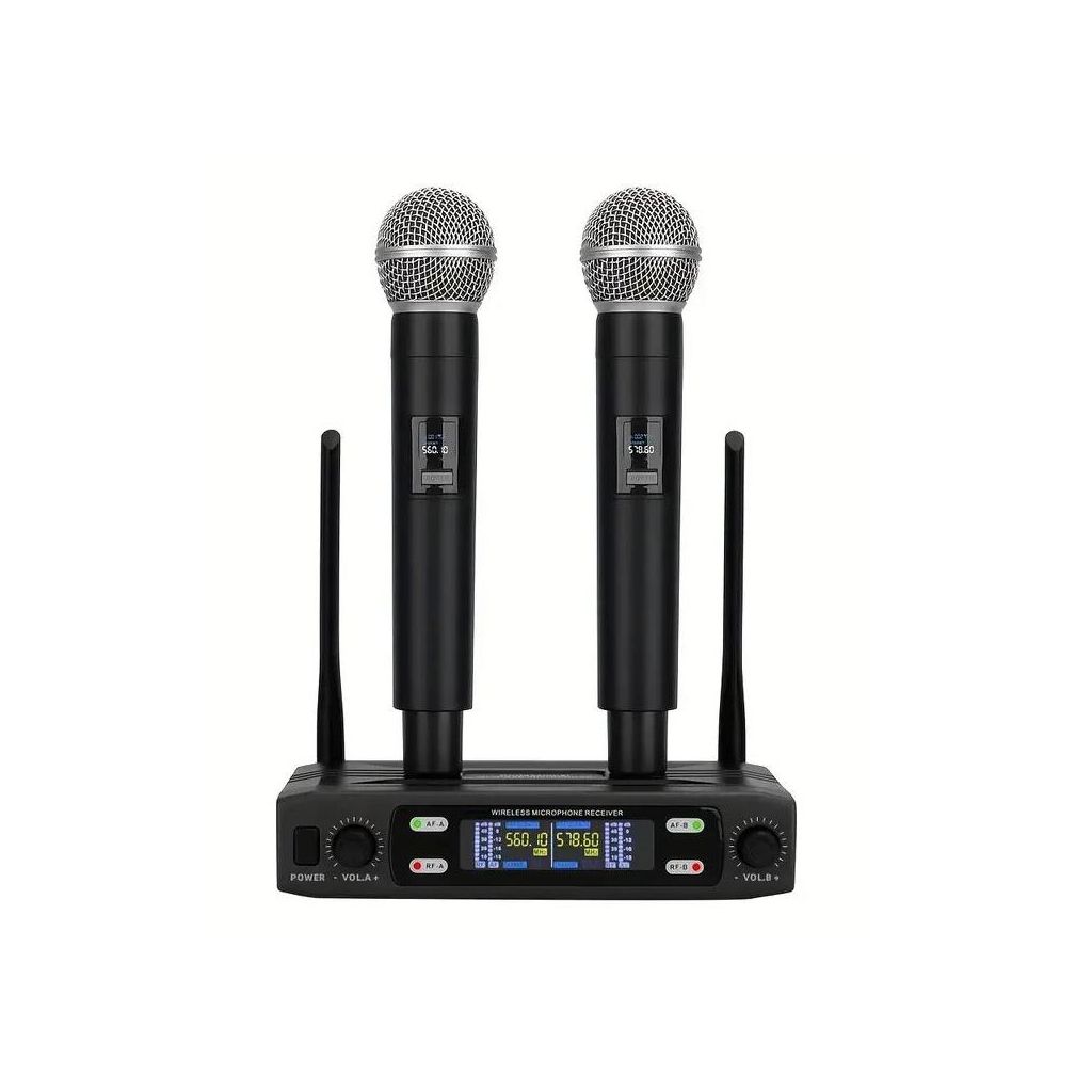 COPPIA MICROFONI WIRELESS PROFESSIONALI UHF GELATI RICARICABILI A BATTERIE