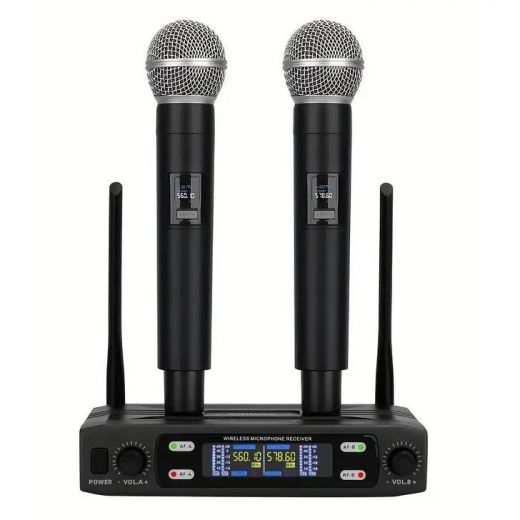 COPPIA MICROFONI WIRELESS PROFESSIONALI UHF GELATI RICARICABILI A BATTERIE