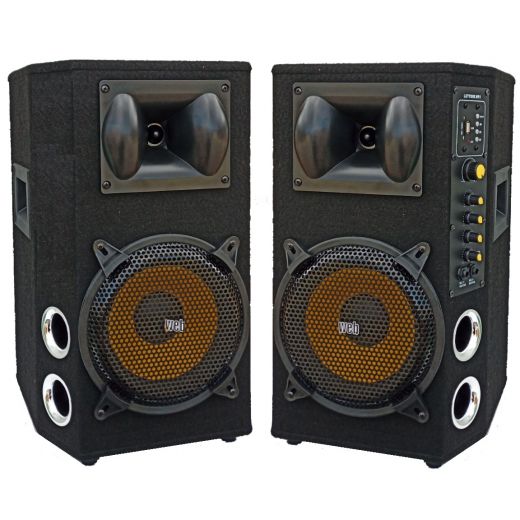 COPPIA CASSE AMPLIFICATE BLUETOOTH 600W WOOFER 21 CM (2 X 8") MOQUETTATE