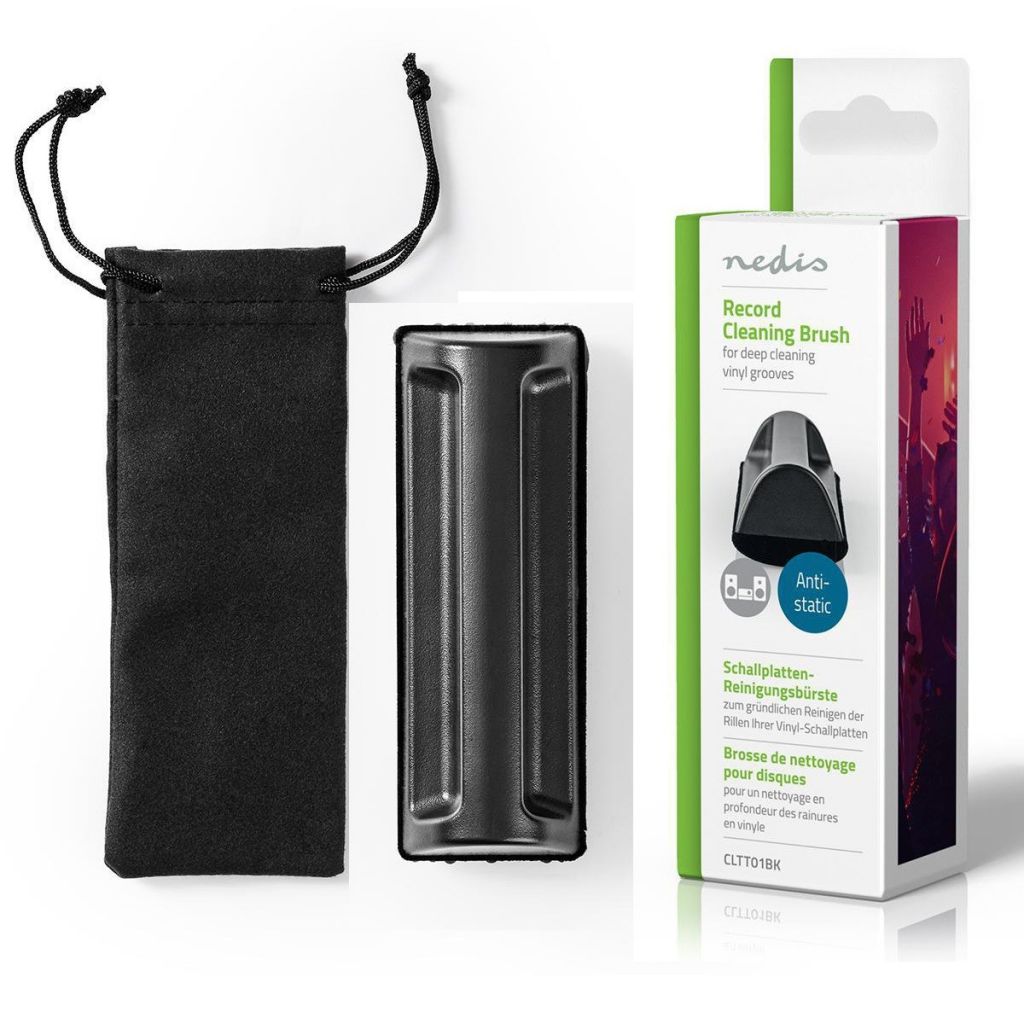 SPAZZOLA CON CUSTODIA ANTISTATICA ANTI POLVERE MICROFIBRA PULIZIA VINILE DISCHI - 1