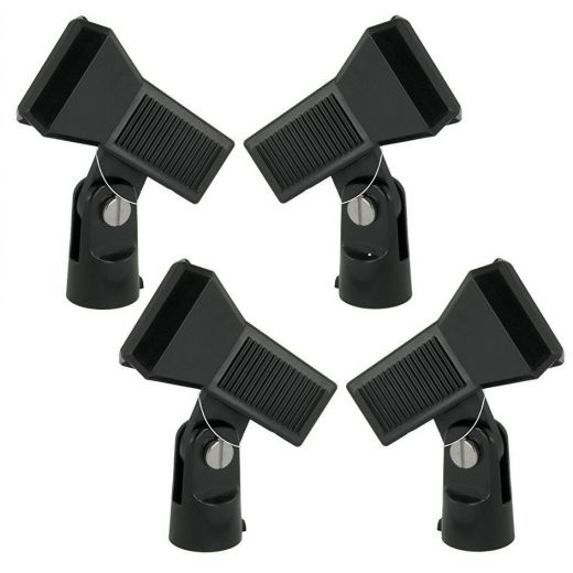 4 PEZZI | CLIP PINZA PORTA MICROFONO SOSTEGNO FERMA MICROFONO X ASTE MICROFONICHE portamicrofono