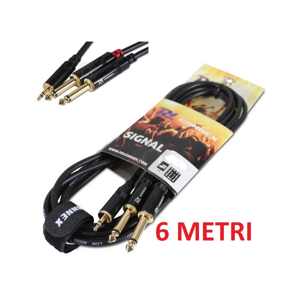 CAVO JACK RCA 6 METRI COMPUTER MIXER JACK 3,5 + 2 SPINE JACK 6,3 MM MONO versione professionale