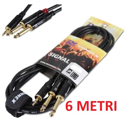 CAVO JACK RCA 6 METRI COMPUTER MIXER JACK 3,5 + 2 SPINE JACK 6,3 MM MONO versione professionale