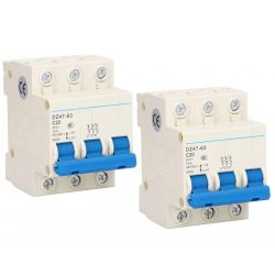 2 PEZZI | INTERRUTTORE MAGNETOTERMICO 3 POLI TRIFASE 20A 6000A