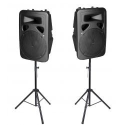 CASSE AMPLIFICATE ATTIVE PALCO LIVE 1200W PROFESSIONALI 12" + 2 STATIVI CON BORSA