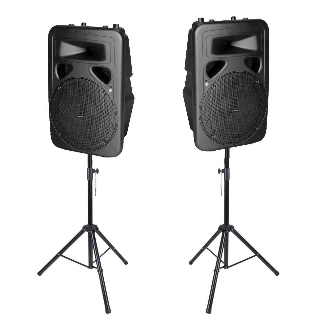 CASSE AMPLIFICATE ATTIVE PALCO LIVE 1200W PROFESSIONALI 12" + 2 STATIVI CON BORSA