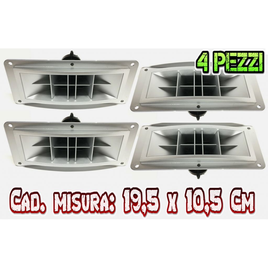 4 PEZZI |TWEETER A TROMBA 200W X 4 PIEZO ELETTRICI 19,5 X 10,5 X 8 CM