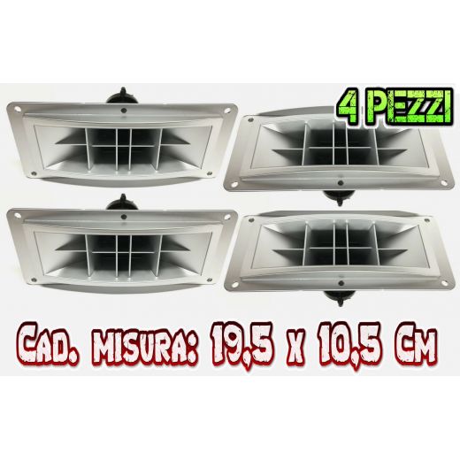 4 PEZZI |TWEETER A TROMBA 200W X 4 PIEZO ELETTRICI 19,5 X 10,5 X 8 CM